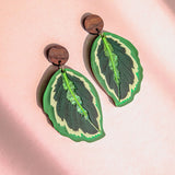 Calathea Medallion Earrings - Green - DORUZOVA